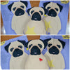 Cut and Sew Pillow on Purple featuring a wide-eyed Pug Dog on one side with sleeping Pug Dog on the reverse  with a star – DV3618