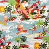 Light blue ocean white caps santa red floral board shorts surfing red yellow board surfing reindeer lime green bottle green palms coconuts red wagon car yellow orange sun pineapple yellow pink lei cocktails easter island head  – 7450A